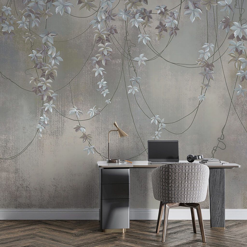 Wallpaper with white flowers