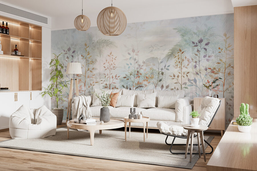Painting of trees and plants