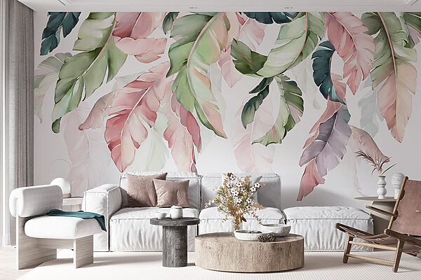 Delicate leaves in soft pastel hues Delicate leaves in soft pastel hues
