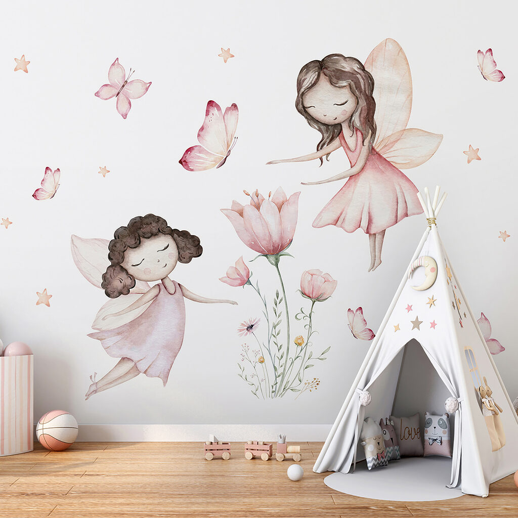 Group of fairies with butterflies and flowers