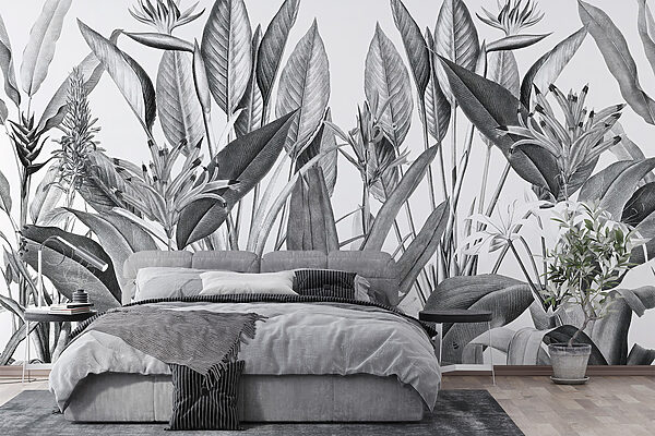 Tropical foliage in monochrome shades. Tropical foliage in monochrome shades.