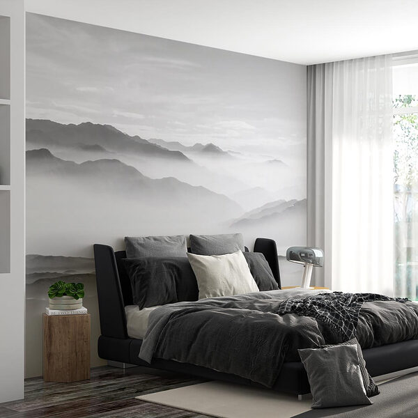 Foggy landscape with mountains