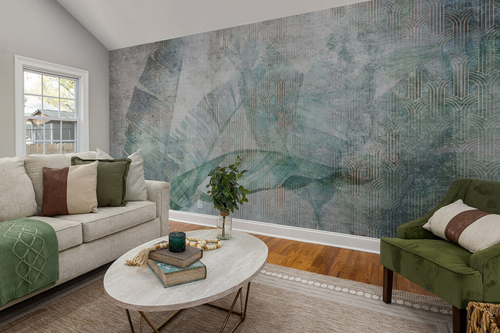 Elegant leaves on textured background