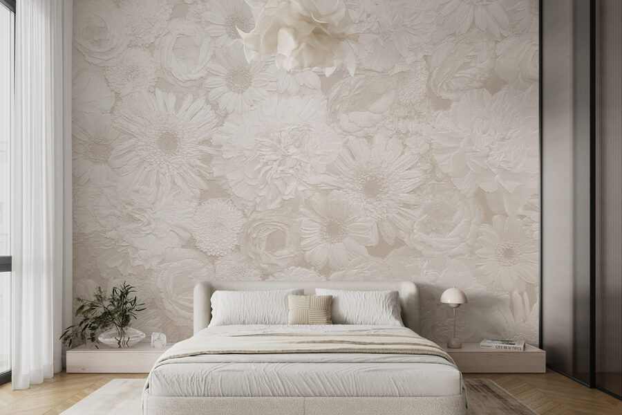 Wall murals White flower pattern - Image 4