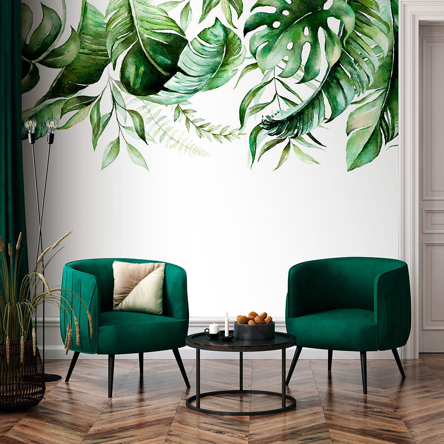 Row of green leaves