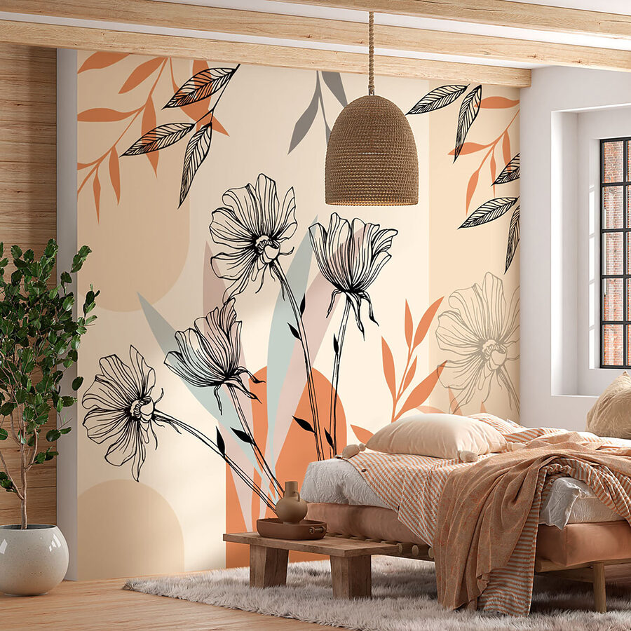 Drawing of flowers and leaves
