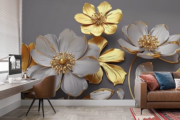 Group of flowers on a gray background Group of flowers on a gray background