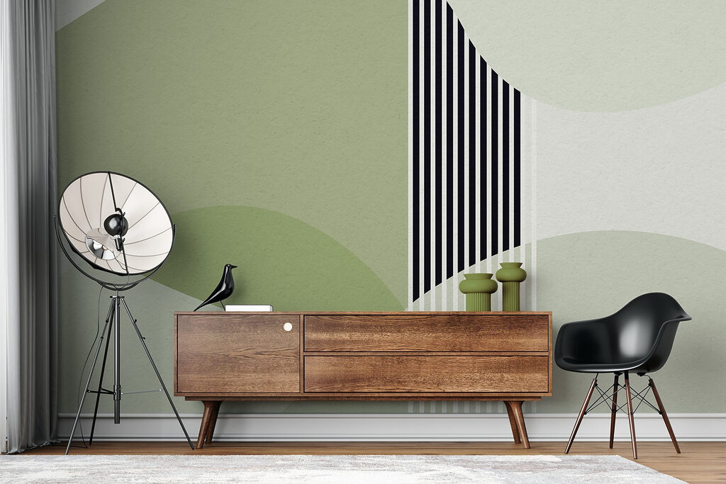 A green and black geometric design