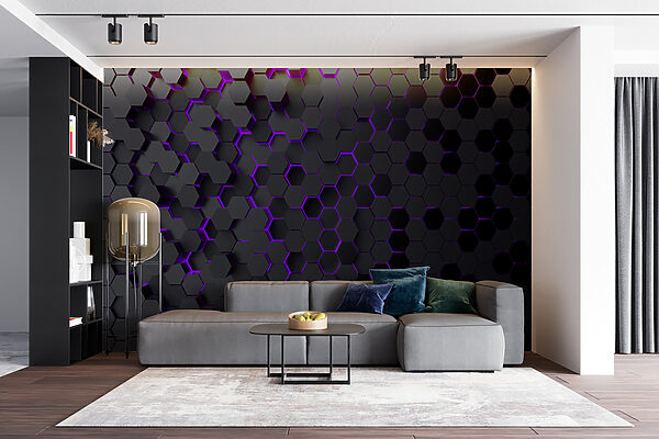 A black and purple hexagons u93618v3pig6mr 600x400 - A black and purple hexagons
