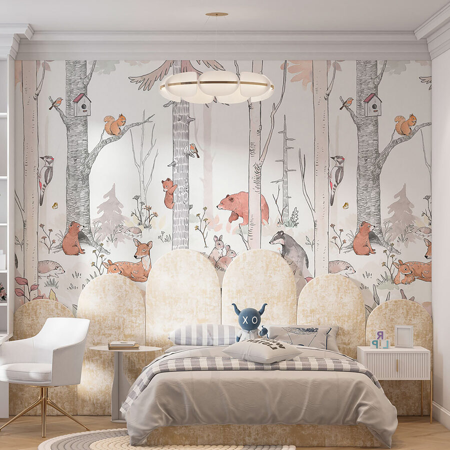 Wall murals A group of animals in a forest - Image 4