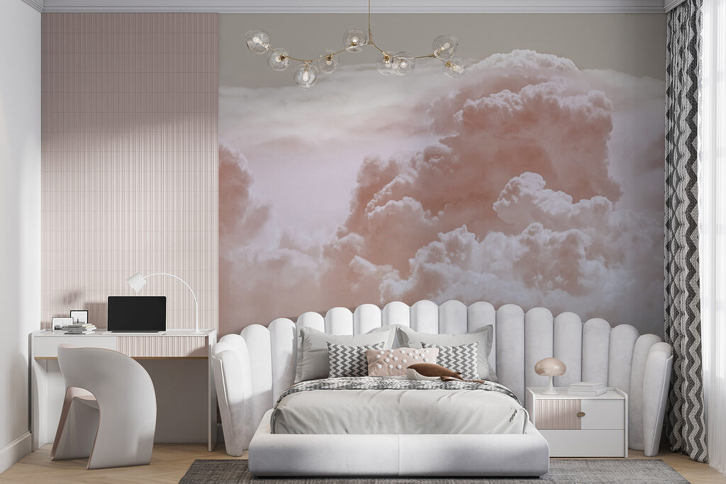 A pink clouds in the sky