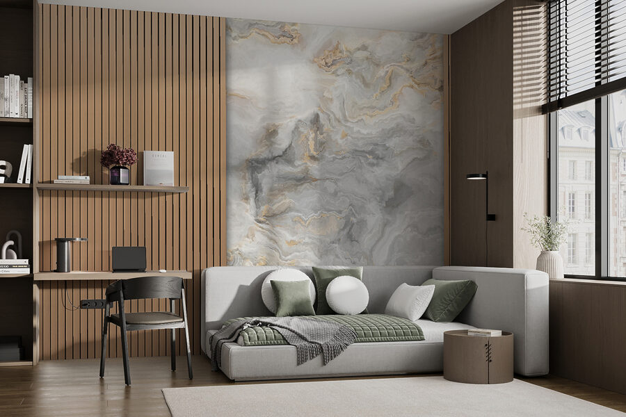Wall murals A marble and wood paneling - Image 5