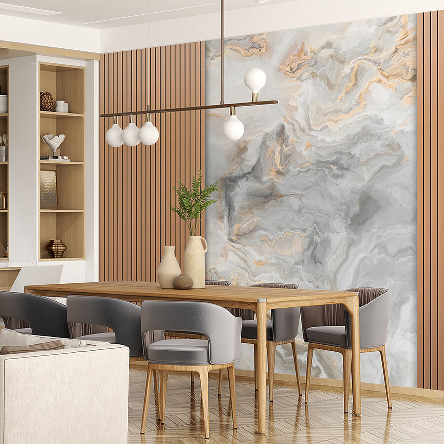 Wall murals A marble and wood paneling - Image 6