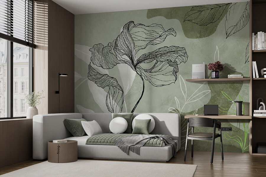 Wall murals A drawing of a flower - Image 2