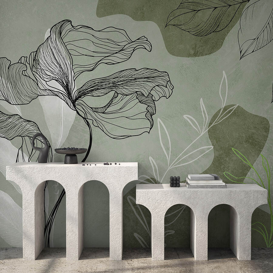 Wall murals A drawing of a flower - Image 3