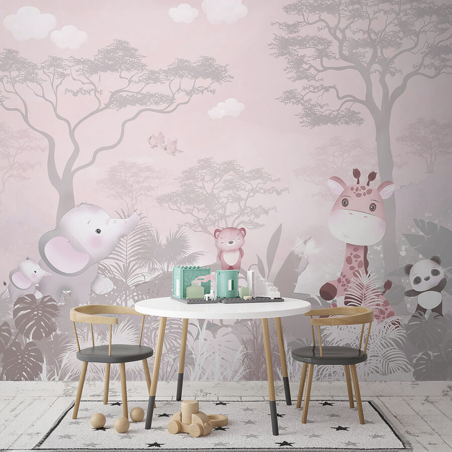 A group of animals in a forest