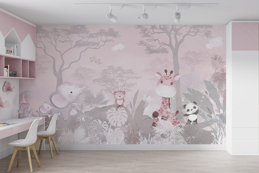 A group of animals in a forest