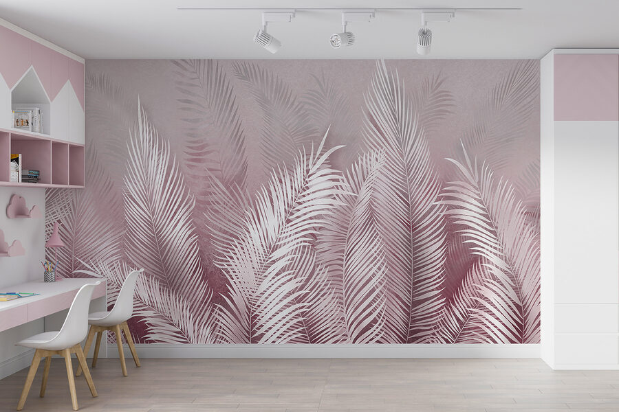 A white feathers on a pink background