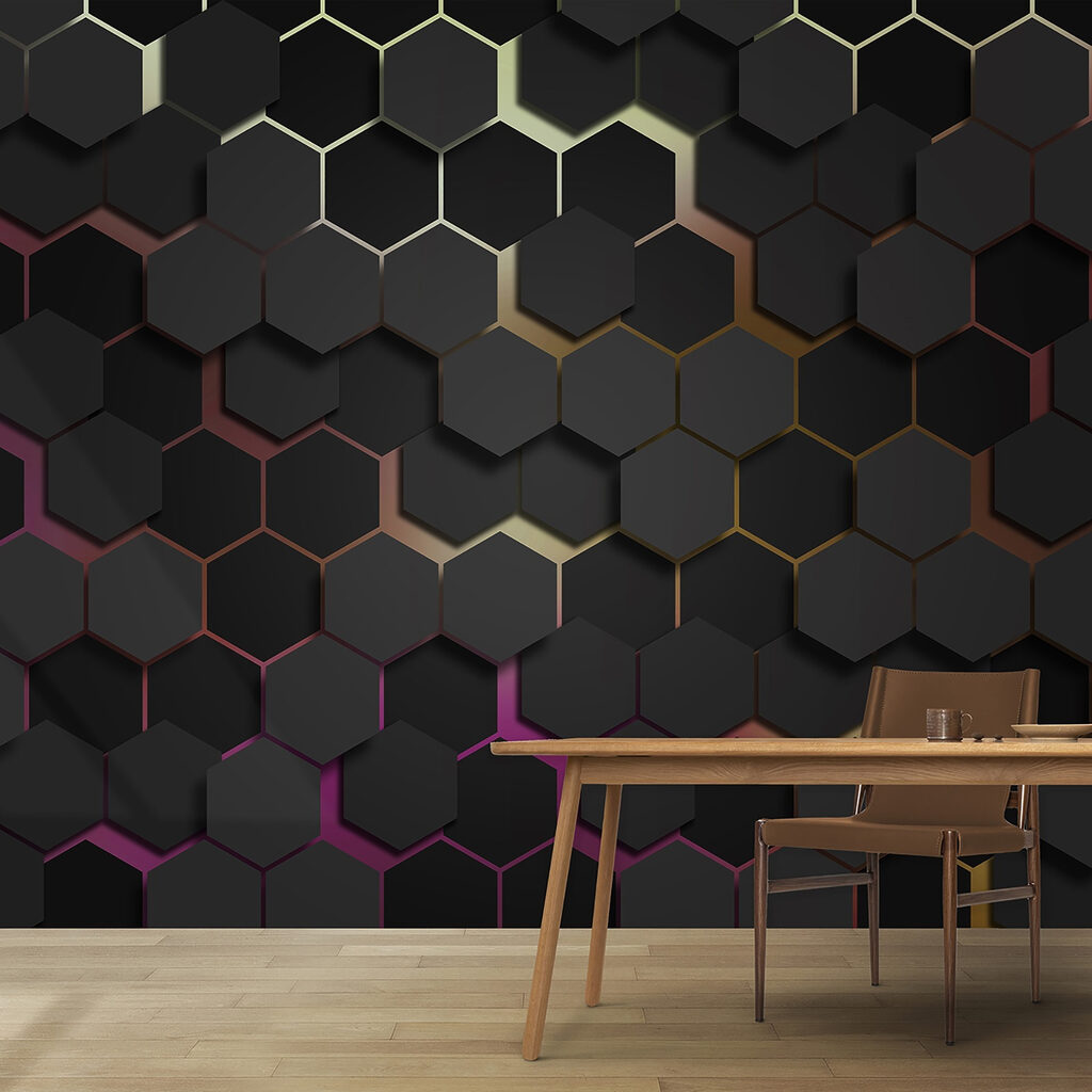 A group of black hexagons