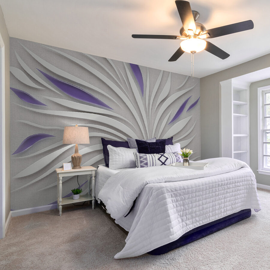 Wall murals A white and purple swirls on a wall - Image 2