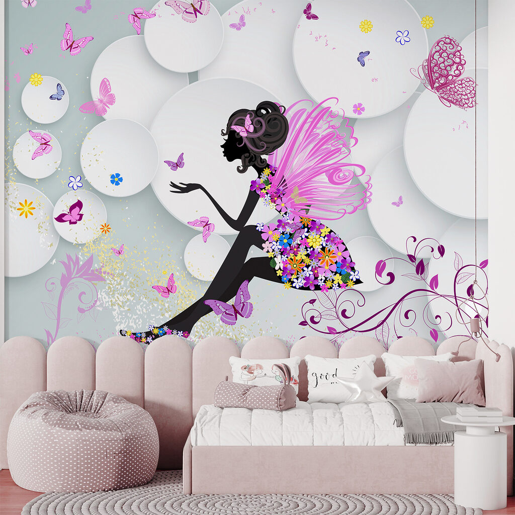 Woman in a dress with butterflies Woman in a dress with butterflies