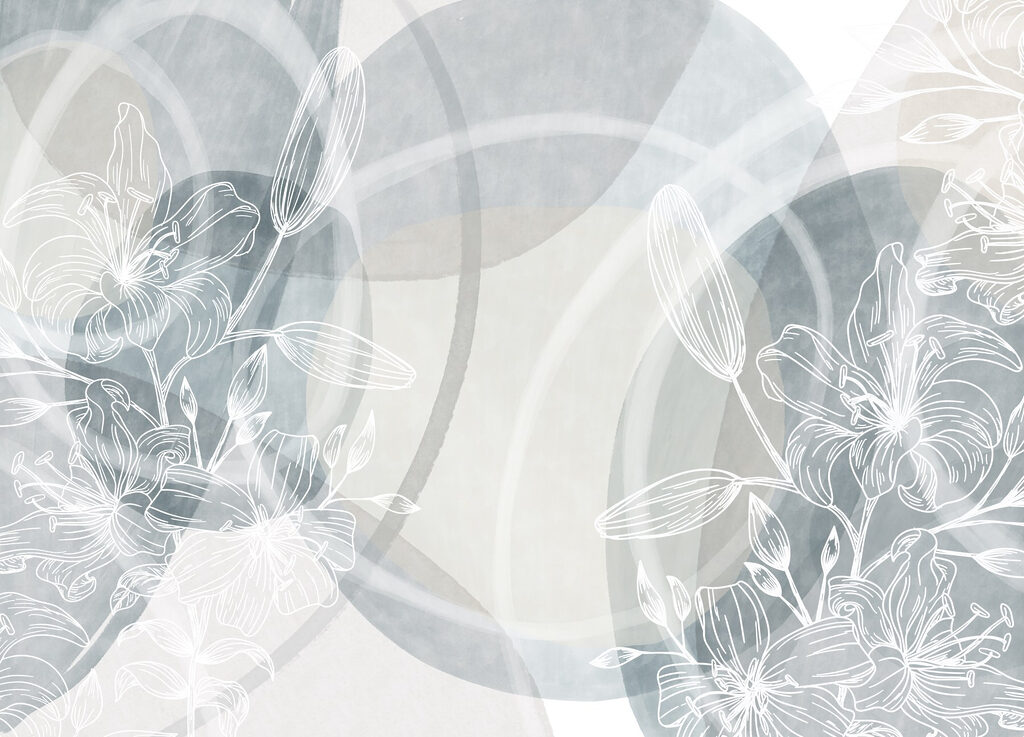 White flowers on a grey background