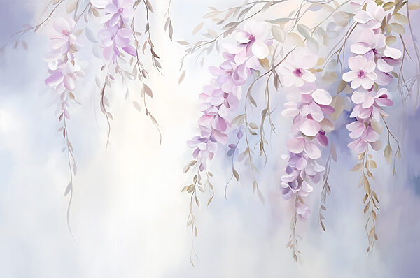Painting of flowers on a branch Painting of flowers on a branch