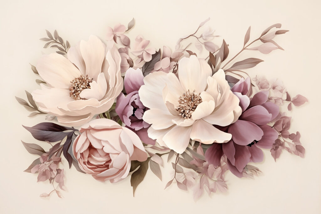 Group of flowers on a white background Group of flowers on a white background