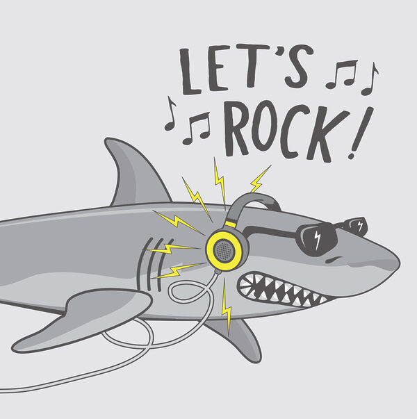 Cartoon shark with headphones Cartoon shark with headphones