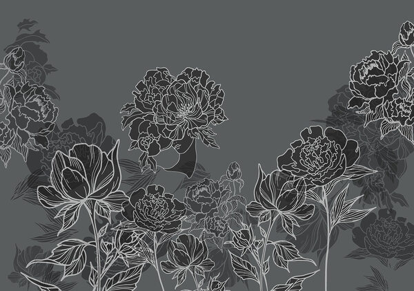 Group of flowers on a gray background Group of flowers on a gray background
