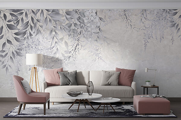 White and gray floral design White and gray floral design