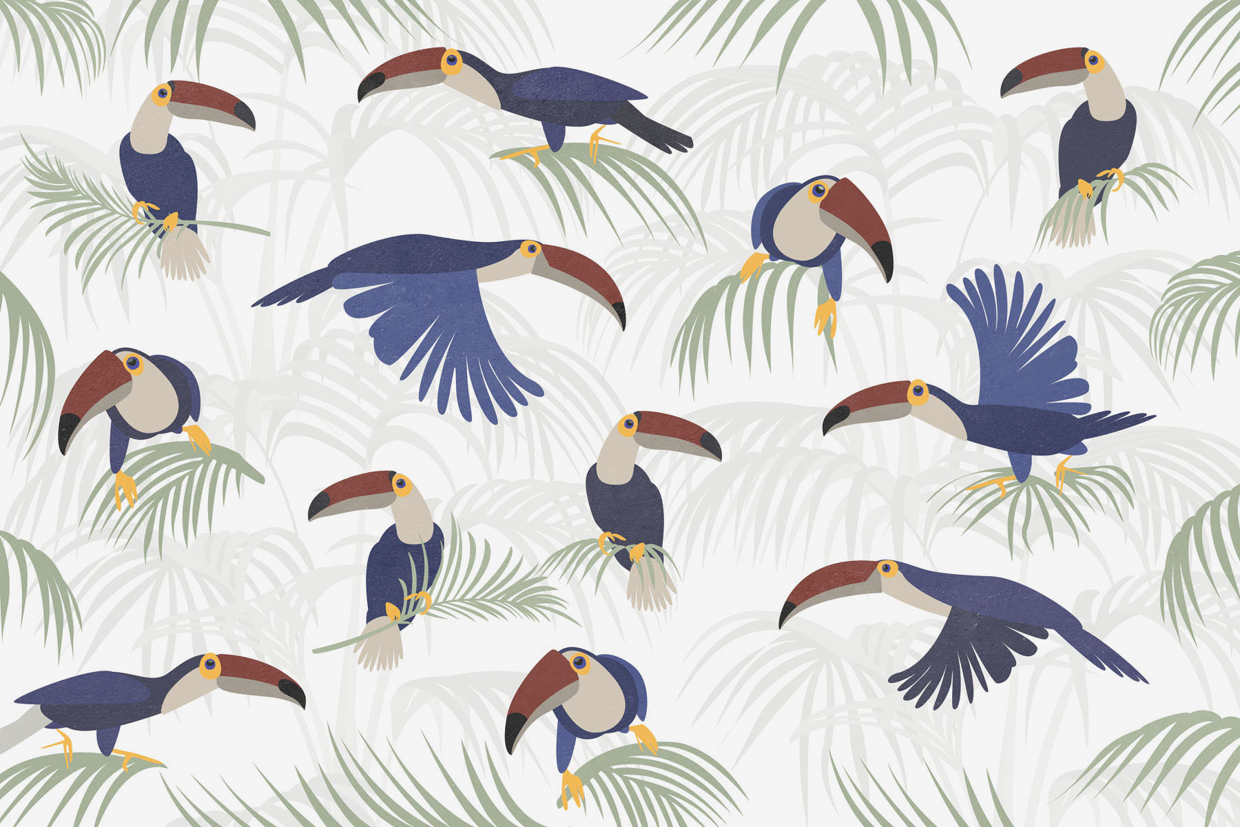 Pattern of birds and plants