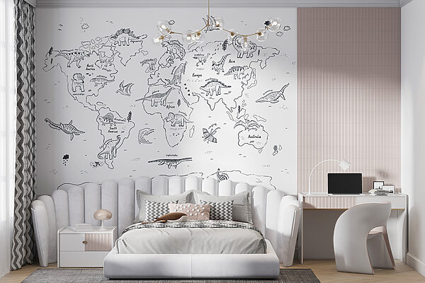 A map of the world with dinosaurs A map of the world with dinosaurs