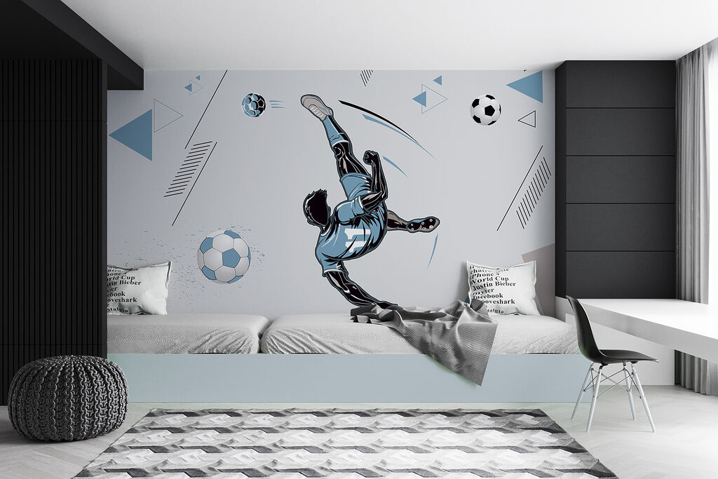 A football player kicking a ball