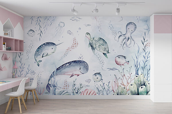 A watercolor sea creatures A watercolor sea creatures