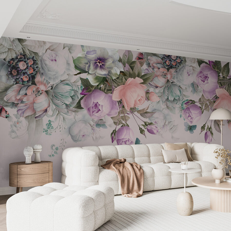 Wall murals Delicate blooms on soft pink backdrop. - Image 2