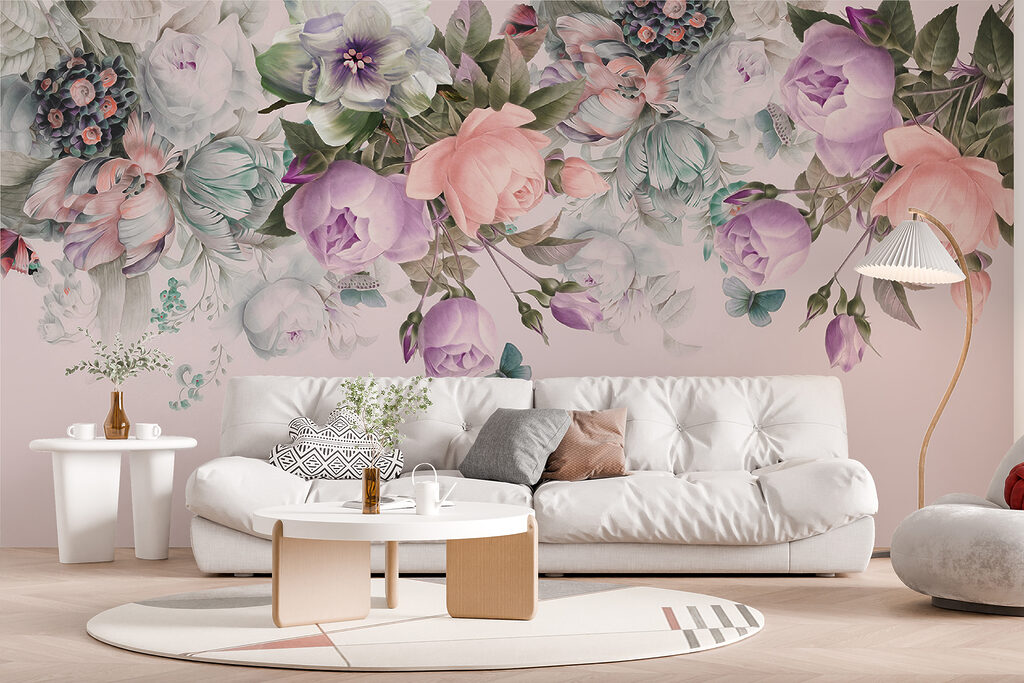 Delicate blooms on soft pink backdrop