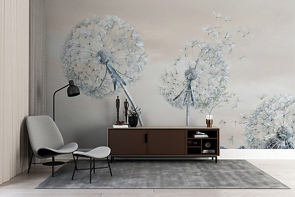 A group of dandelions with seeds A group of dandelions with seeds