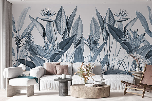 Tropical foliage in monochrome shades. Tropical foliage in monochrome shades.