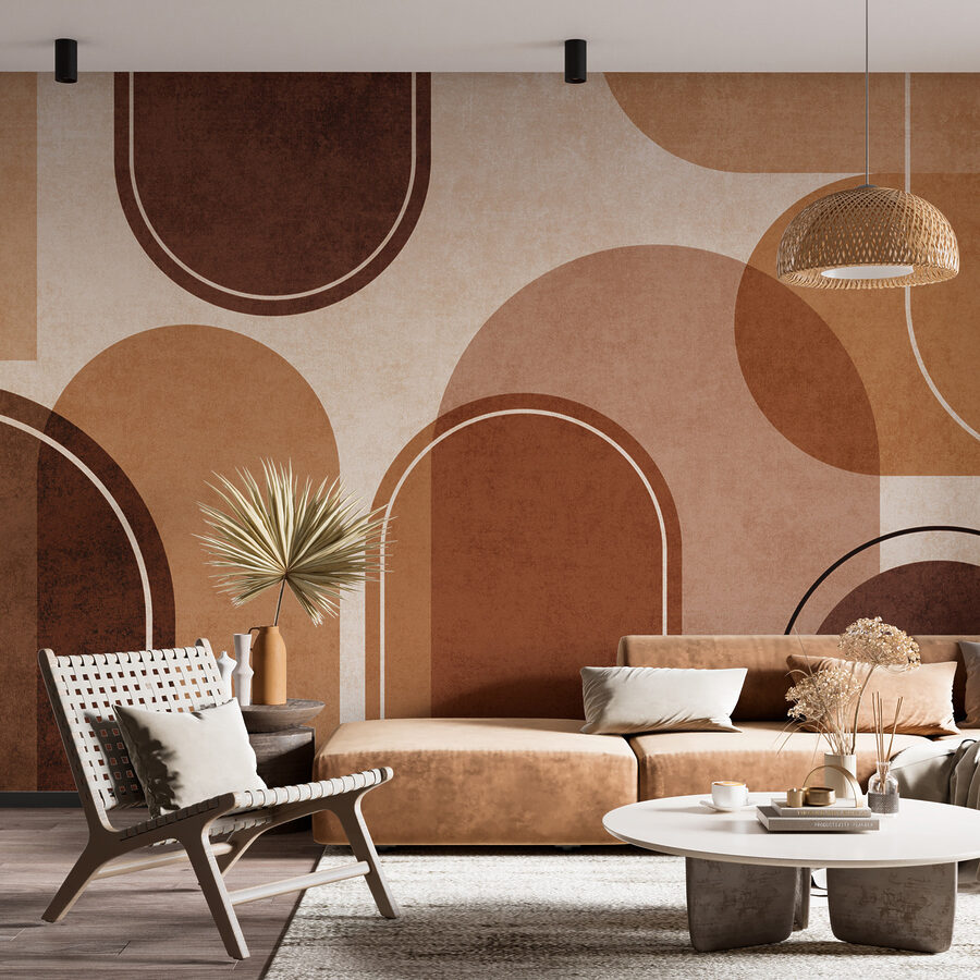 Abstract shapes in warm earth tones.