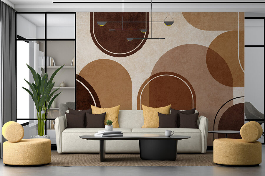 Abstract shapes in warm earth tones.