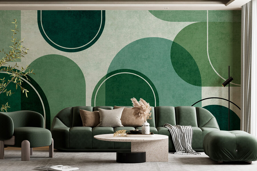 A green and white background with ovals and ovals
