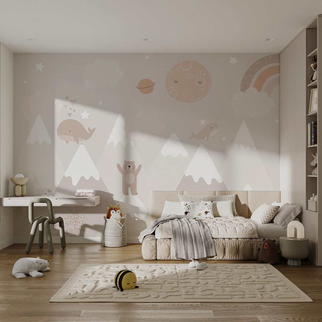 A wall mural of a cartoon landscape u99206pir2ms 1024x1024 - A wall mural of a cartoon landscape