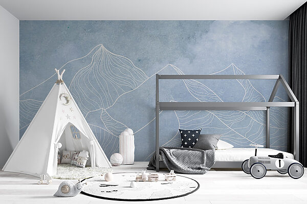 A drawing of mountains with clouds A drawing of mountains with clouds