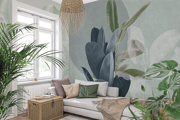 Elegant leaves on a pastel backdrop