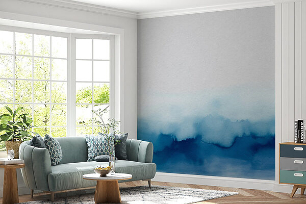 A blue and white watercolor A blue and white watercolor