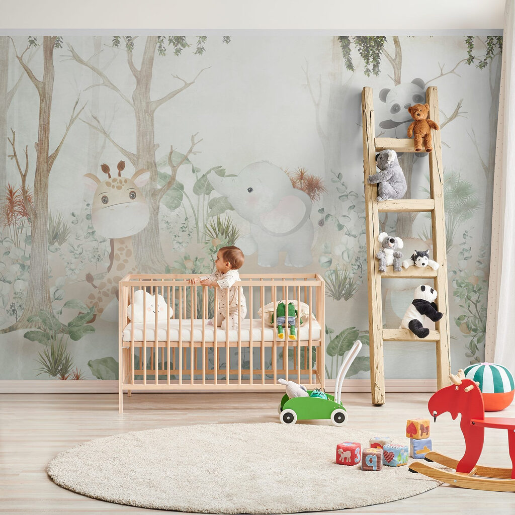 Wallpaper with animals in the forest