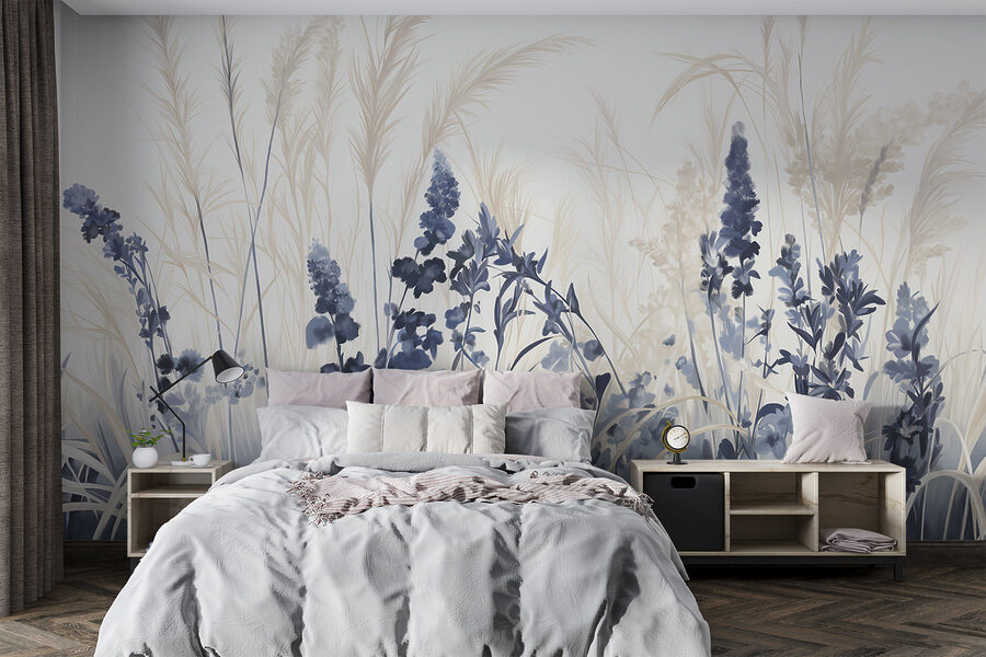 Wall murals Painting of flowers and grass