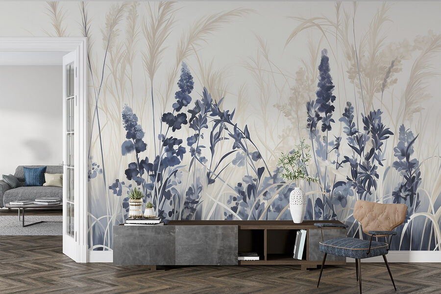 Wall murals Painting of flowers and grass - Image 2