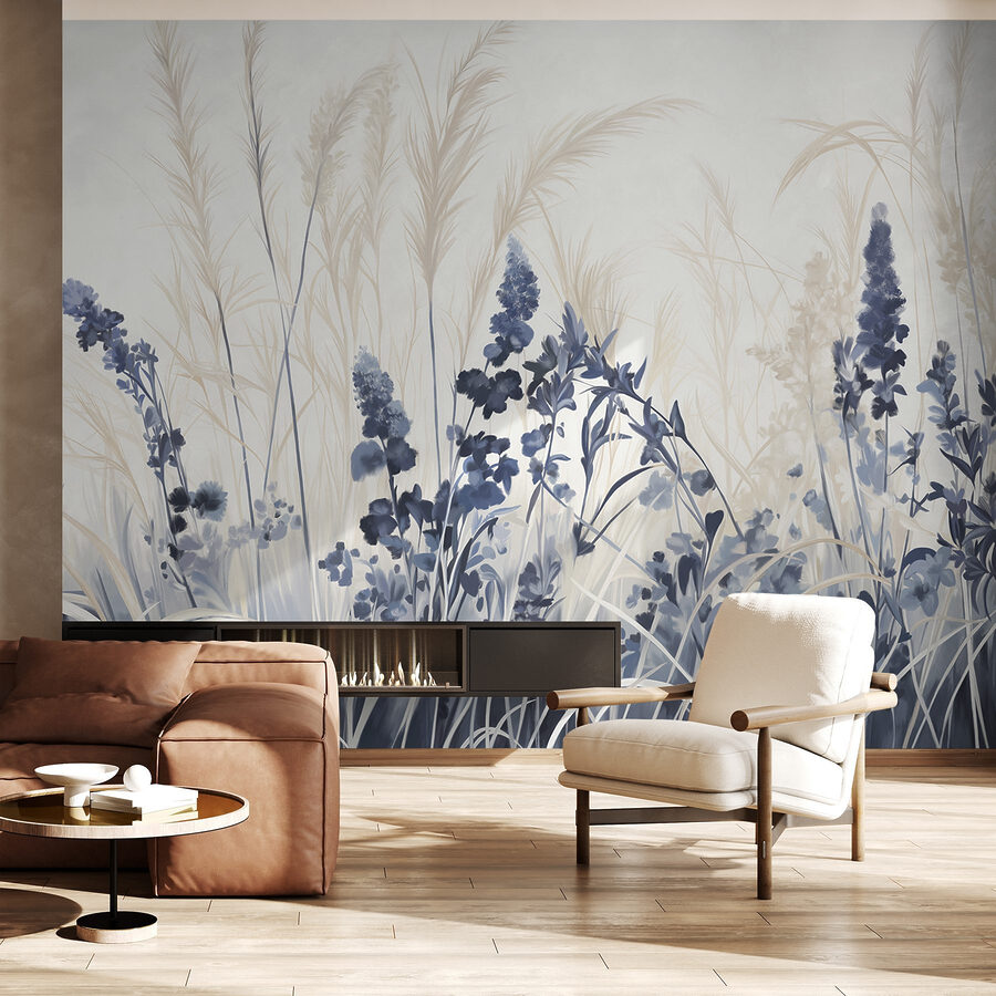 Wall murals Painting of flowers and grass - Image 4